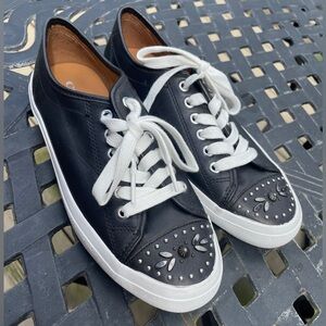 Coach Black and White Flats with Studded Detail